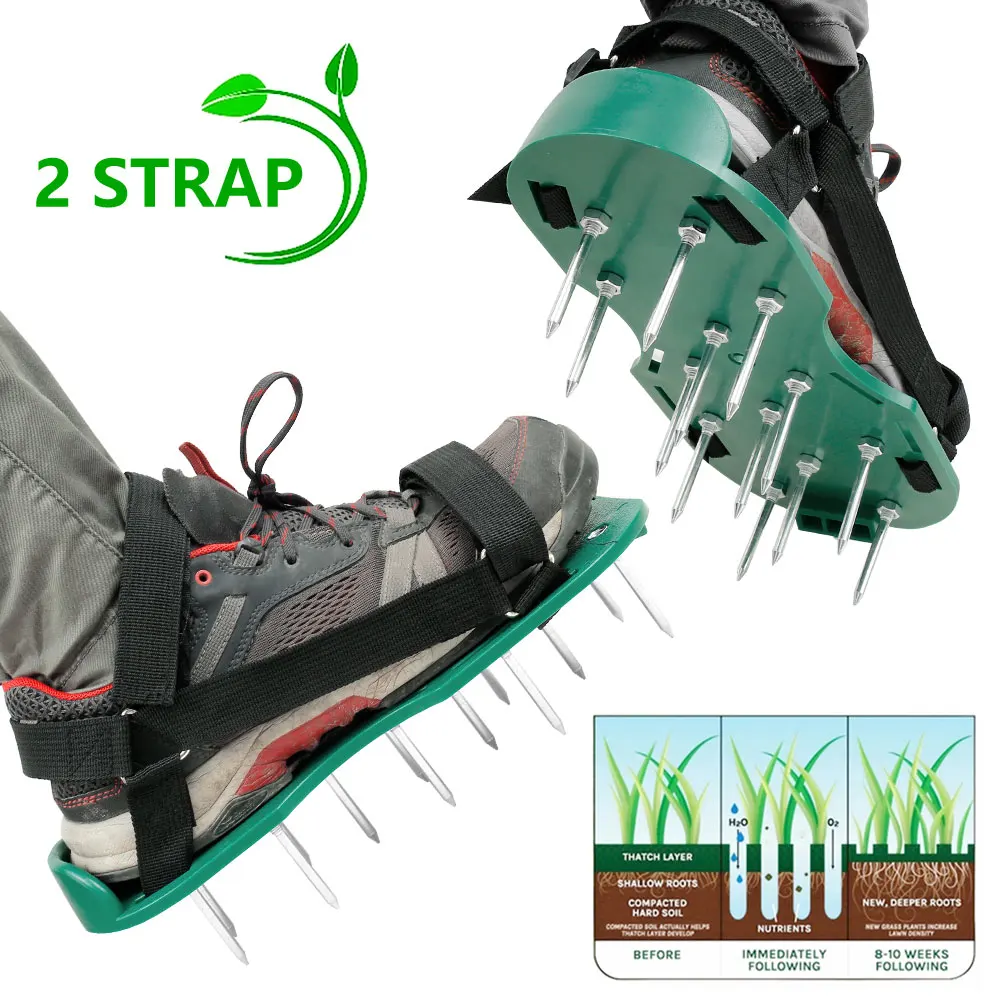 

Lawn Aerator Shoes with Hook and Loop Straps, Metal Spike Sandals Garden Spike Shoes for Aerating Lawn Yard Soil