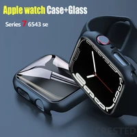 glasscover for apple watch case 45mm 41mm 44mm 40mm 42mm 38mm iwatch accessorie screen protector apple watch serie 3 4 5 6 se 7