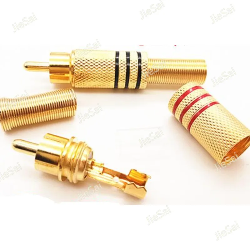 

5pcs High Quality Welding Joint RCA Gold Plating Lotus Male Plug Audio&video AV Signal Speaker Socket Connector
