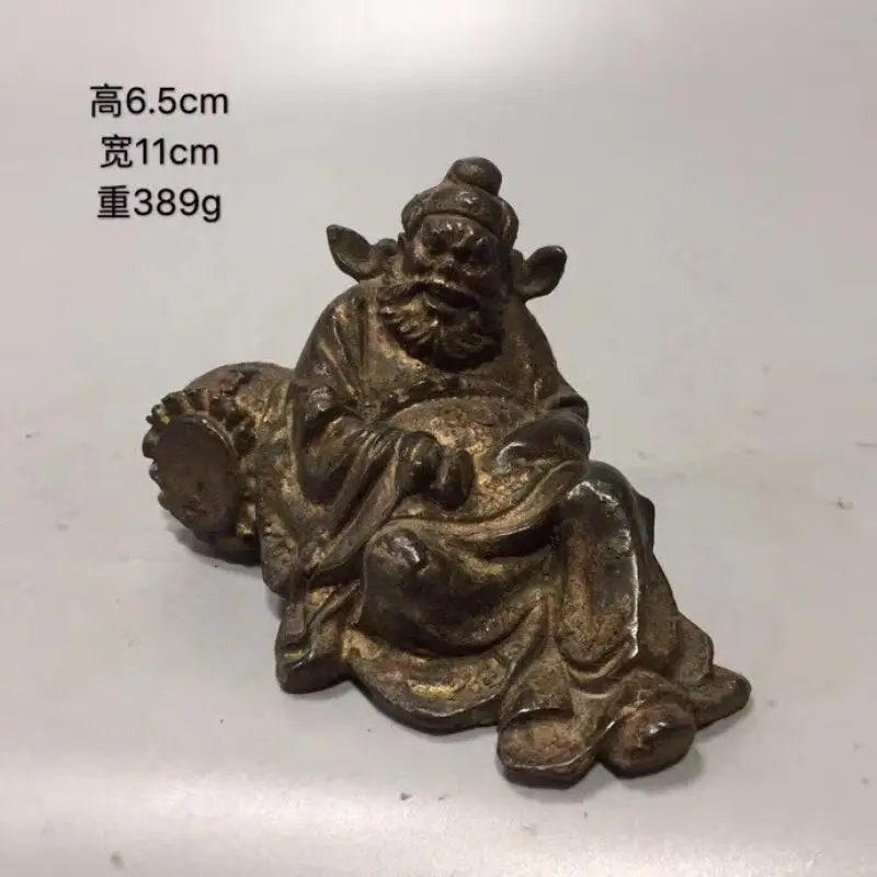 

Chinese Folk Old Copper Brass Taoism Zhong Kui drink Drunk drunken God Hold Statue Town house Feng Shui exorcise evil spirits