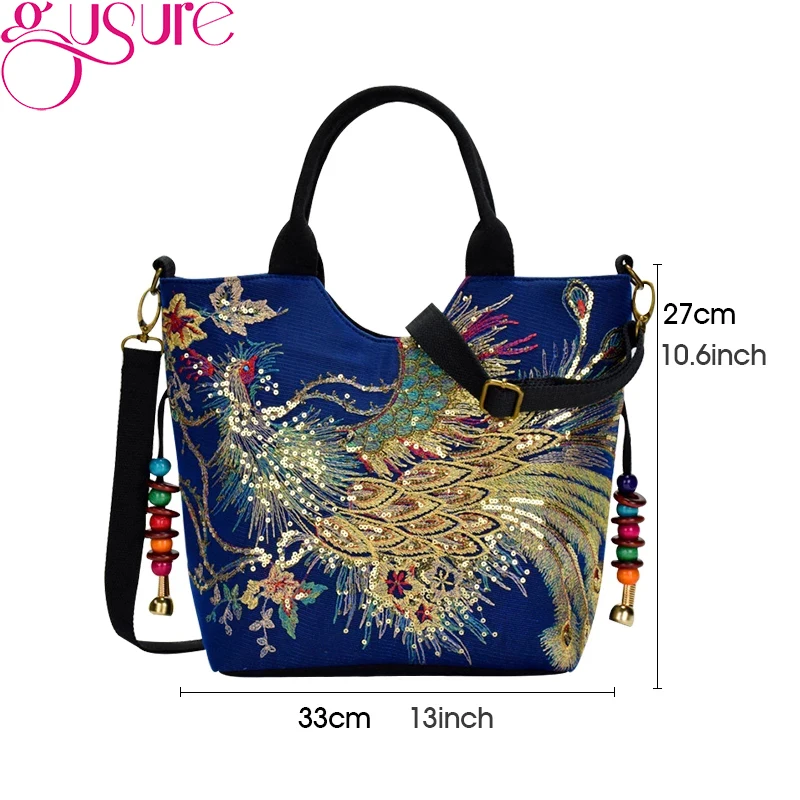 Сумка на плечо Gusure женская Большой Вместительный мессенджер в этническом стиле с