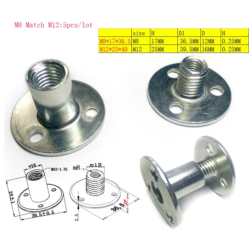 5 шт. M8 match M12 гайка в сборе Прямая продажа с фабрики металлическая пластина мебель