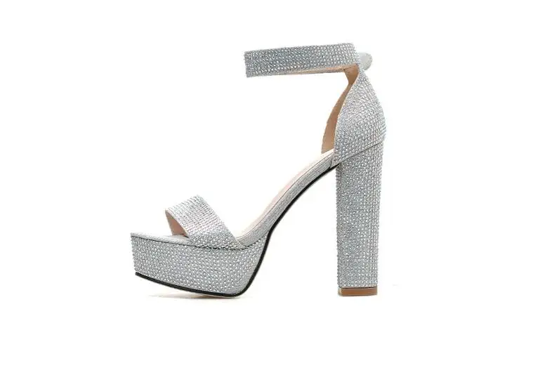 Весна/Лето 2020 женские ботинки на толстом каблуке Стразы босоножки