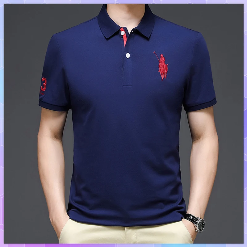 

Summer Mens Polo Shirts With Short Sleeve Turn Down Collar Casual Tops Fashions Embroidery Logo Men Clothing Camisa Masculina