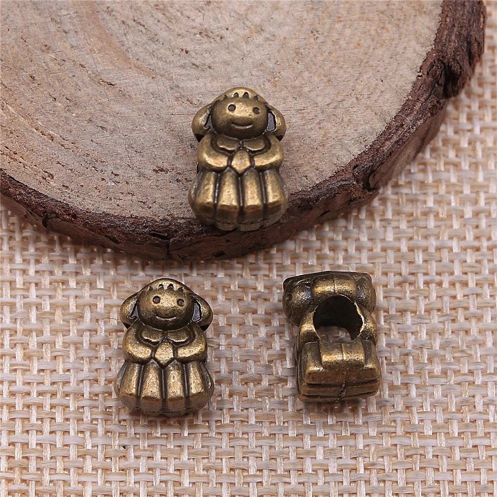 

19 шт 12x9x9 мм античная бронза маленькая девочка с большими бусинами Подвески diy ретро ювелирные изделия подходят серьги, брелок для волос