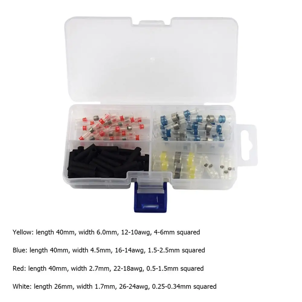 Type D- 102pcs 50/100/120/200 шт. Термоусадочные соединители проводов Водонепроницаемый припоя уплотнения кабель для соединения проводов терминалов Электрический разъем - Цвет: Type D- 102pcs