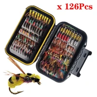 4078126pcsbox mixed styles fly fishing lure wetdry nymph artificial flies bait pesca tackle trout carp kit