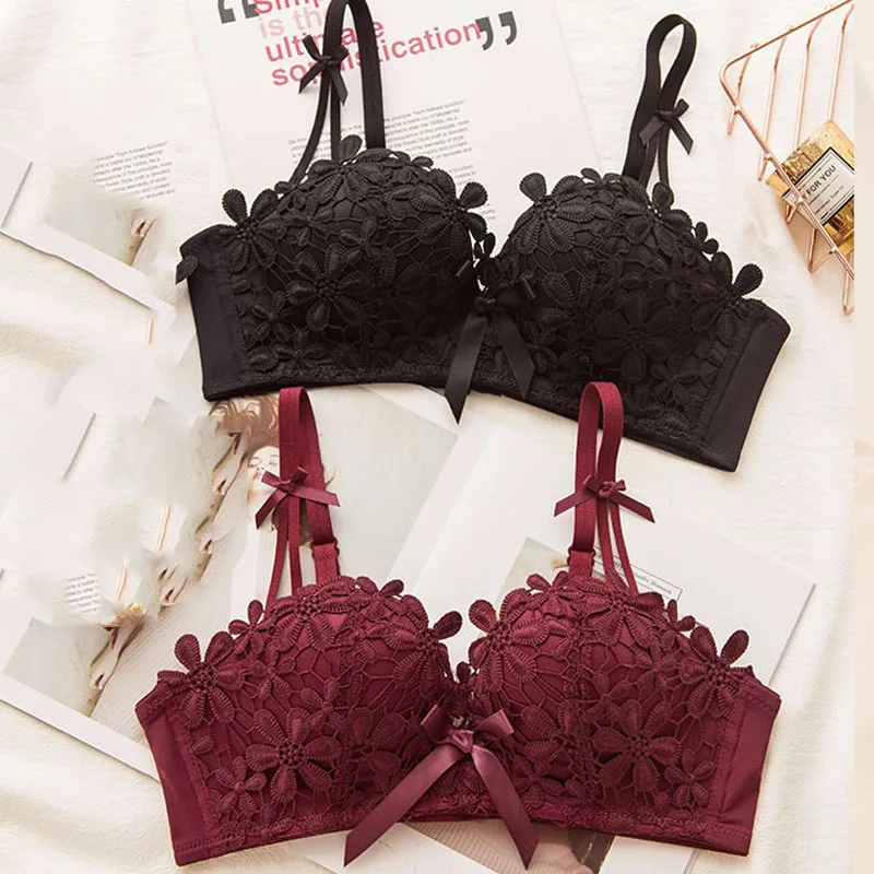Женский кружевной бюстгальтер с чашками пуш ап без косточек|Бюстгальтеры| |