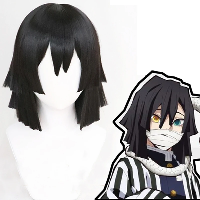 Парик для косплея из аниме рассекающий демонов термостойкие короткие черные