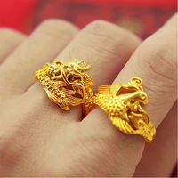 real gold plated couple rings dragon phoenix promise engagement wedding rings for couples rings for women men lovers jewelry