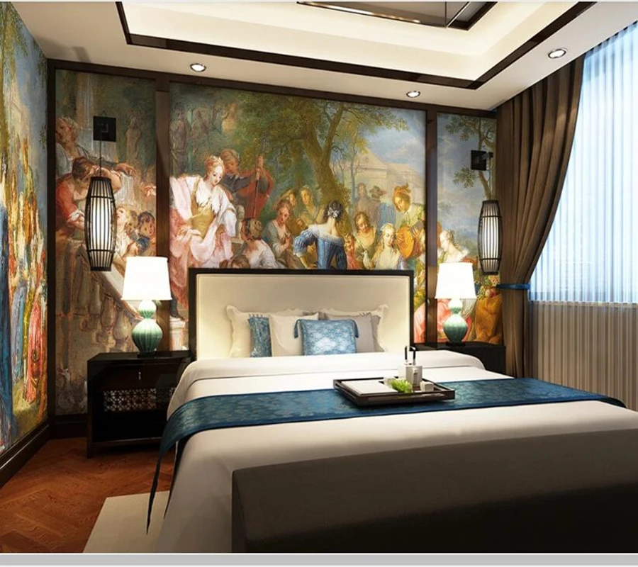 Papel de parede European palace noble figure oil painting 3d wallpaper mural living room bedroom wall papers home decor | Обустройство