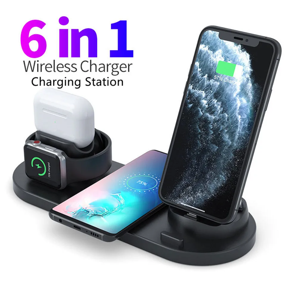 

Зарядная док-станция для iPhone 11 XS MAX XR X 8 Airpods Pro Apple Watch 5 4 3 samsung s10 s9, быстрая Беспроводная зарядная станция