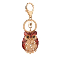 exquisite women girl jewelry shining crystal cute owl alloy keychain car key holder bag pendant trinket gift animal keyring