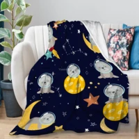 yaoola sloth star moon flannel blanket all season soft cozy plush bed throw fit bedroom living room sofa couch bedding office c