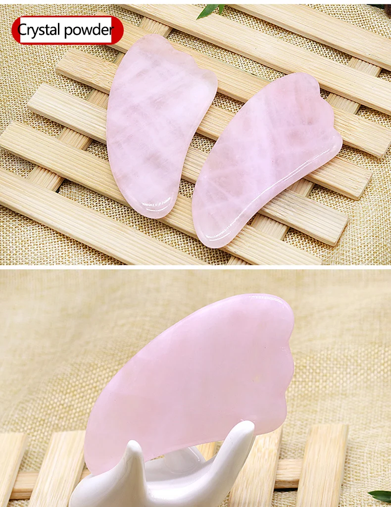 Гуаша из розового кварца скребок натурального камня китайский инструмент Gua Sha