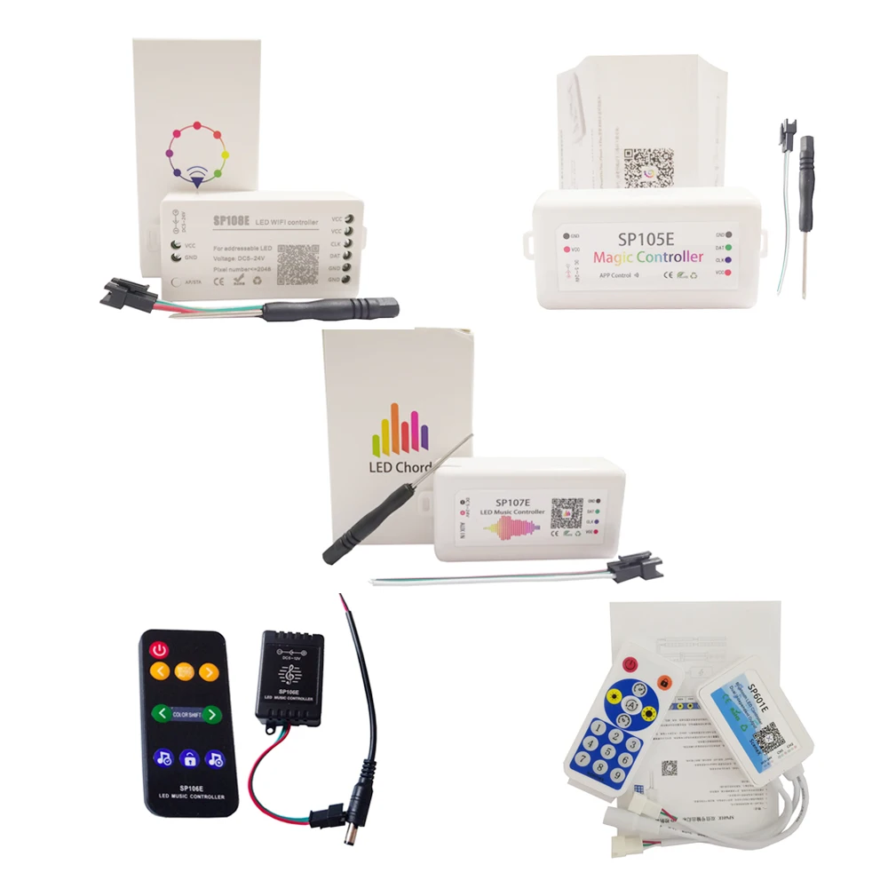 

WS2812B прокладки СИД светильник контроллер Bluetooth SP110E SP105E Wi-Fi SP108E SP501E музыка SP107E SP601E WS2811 SK6812 светильник s DC5V-24V