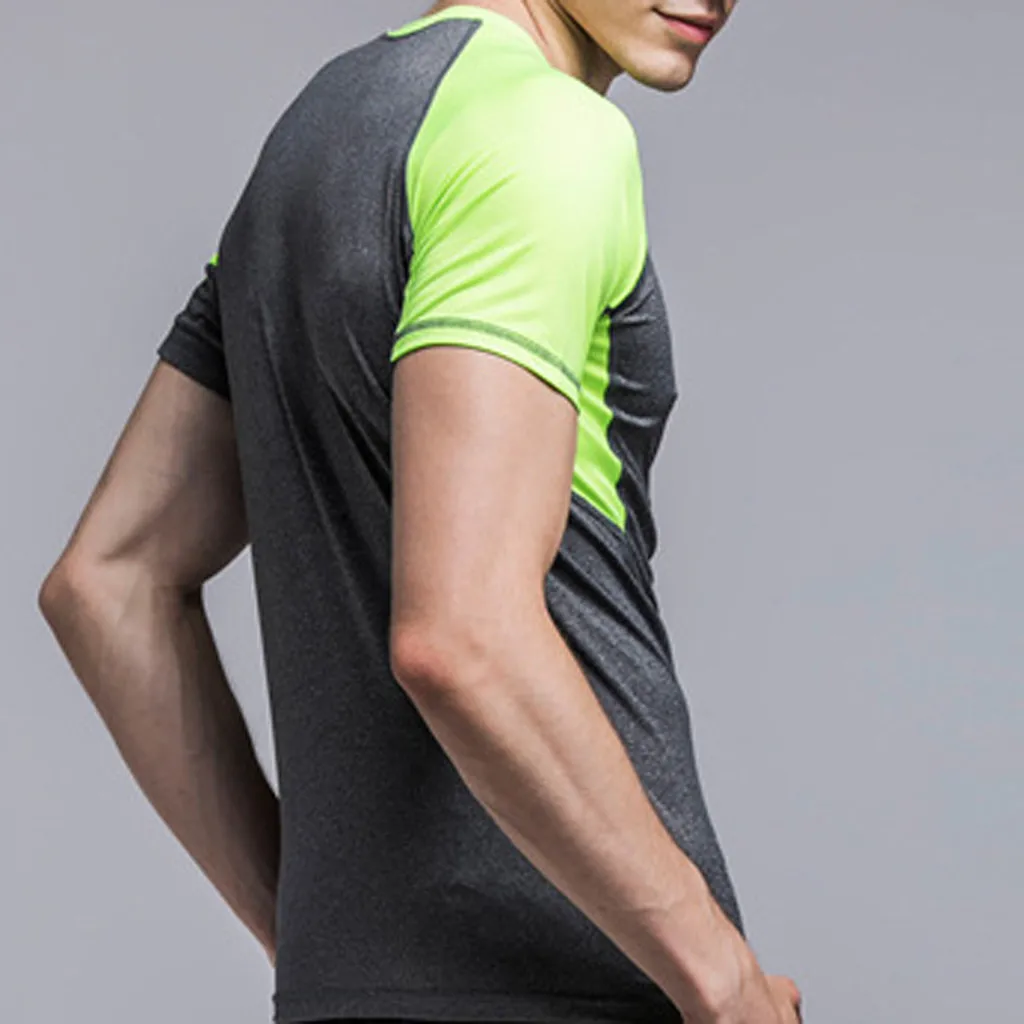 Мужские футболки для бега Feitong мужские лоскутные быстросохнущие спортивные с