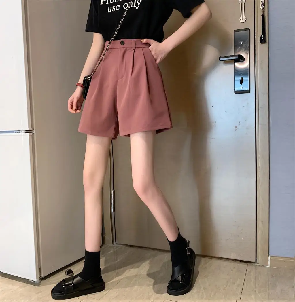 

Suit Casual Loose Shorts Ladies Half Long High Waist Short Pants Women Summer Pockets Shorts Home Street Office OL Lady Clothing