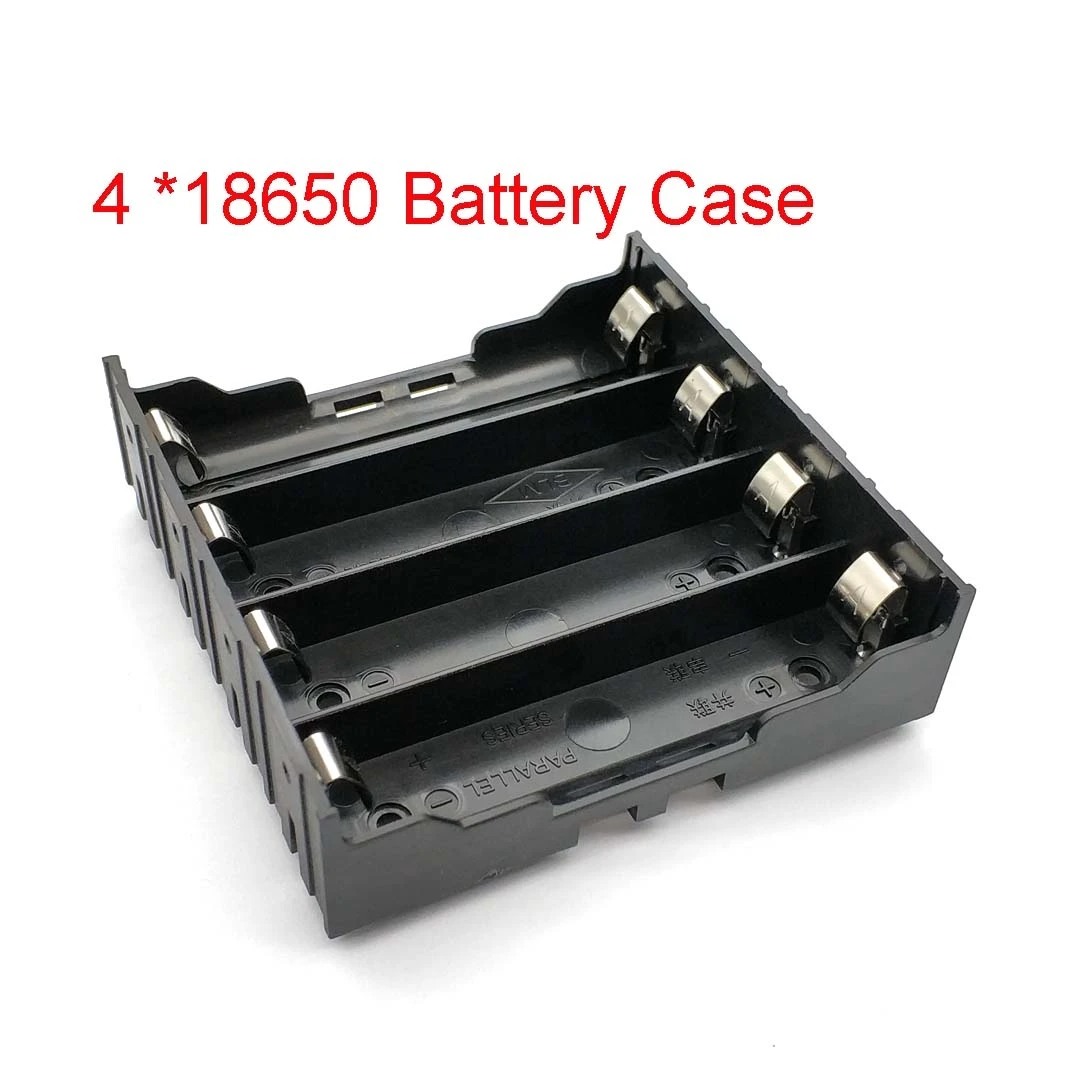 

High Quality 18650 Battery Box Holder Batteries Case for 4pcs 18650 in Parallel 3.7V Pole Black for soldering