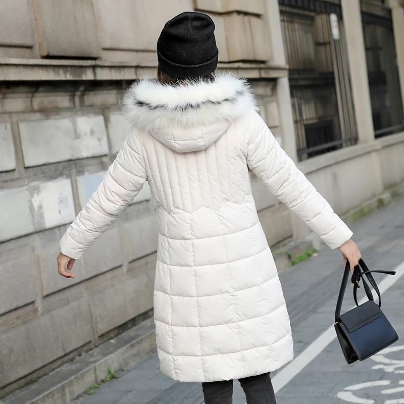 

Nice Winter Jacket Women Fur Hooded Parka Long Coats Pocket Slim Padded Winter Coat Women Warm Thicken Jaqueta Feminina