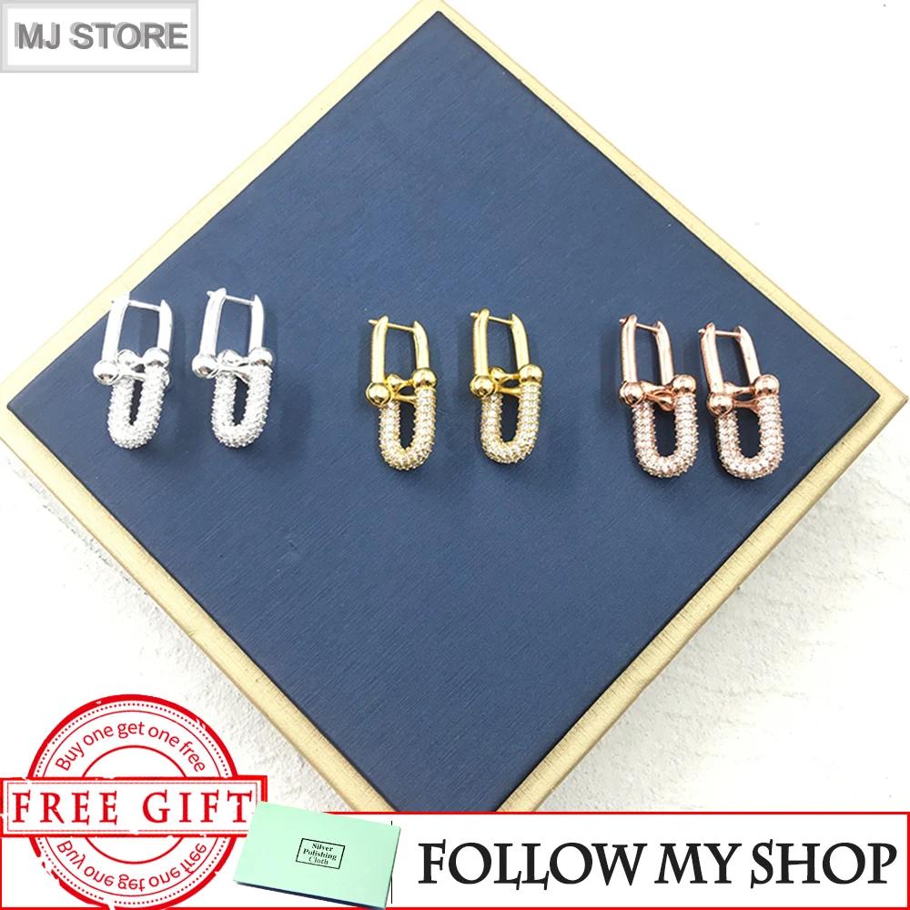 

Женские серьги из серебра 925 пробы с фианитом, 18 К