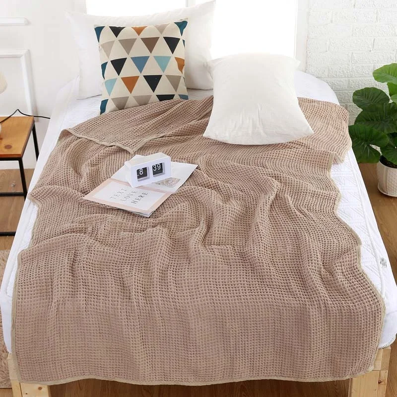 

Cotton Waffle Towel Blanket For Bed Soft Throws For Kids Teens Lightweight Bedspread Back To School Teenager Rugs Home Textile