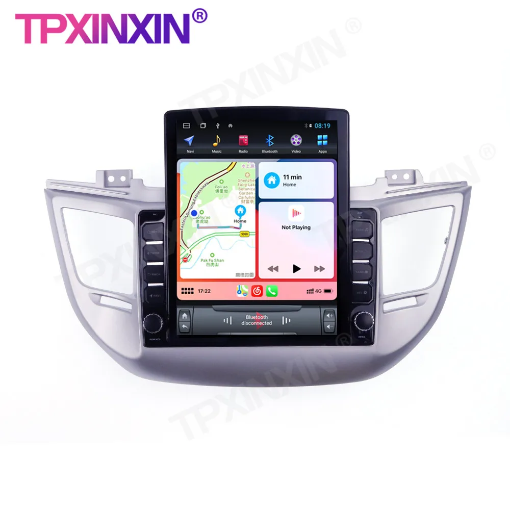 저렴한 무선 카플레이 자동차 GPS 내비게이션 스테레오 수신기 라디오, 현대 투싼 2014-2018 안드로이드 128G IPS 스크린