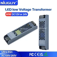 ultra thin led power supply dc 12v 24v lighting transformers 60w ac 100v 265v driver for led strips