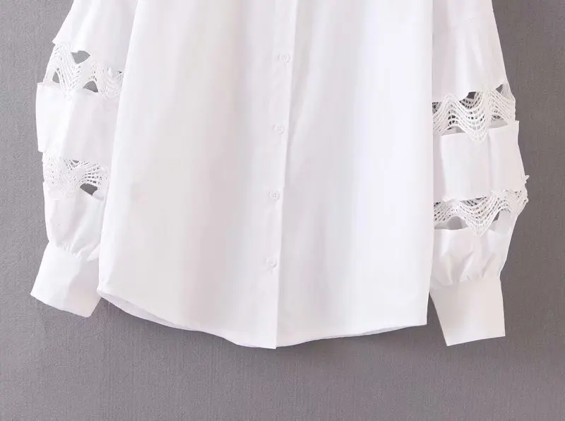 YF48-7421 Европейская и американская мода открытая кружевная рубашка с вышивкой |