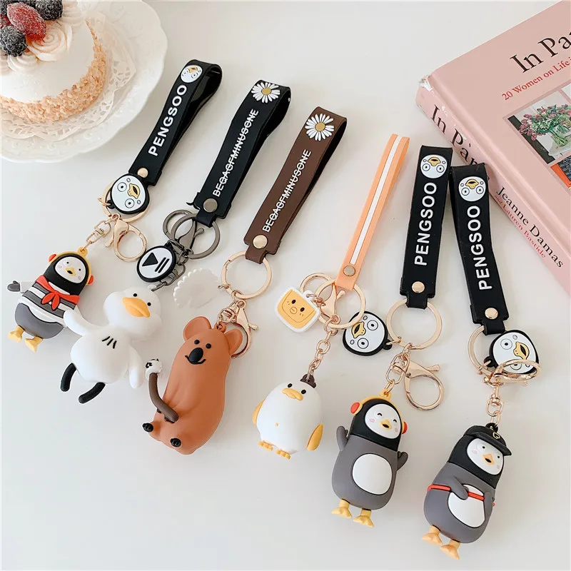 Милый брелок в виде пингвина красочные мягкие резиновые ПВХ брелки с милым