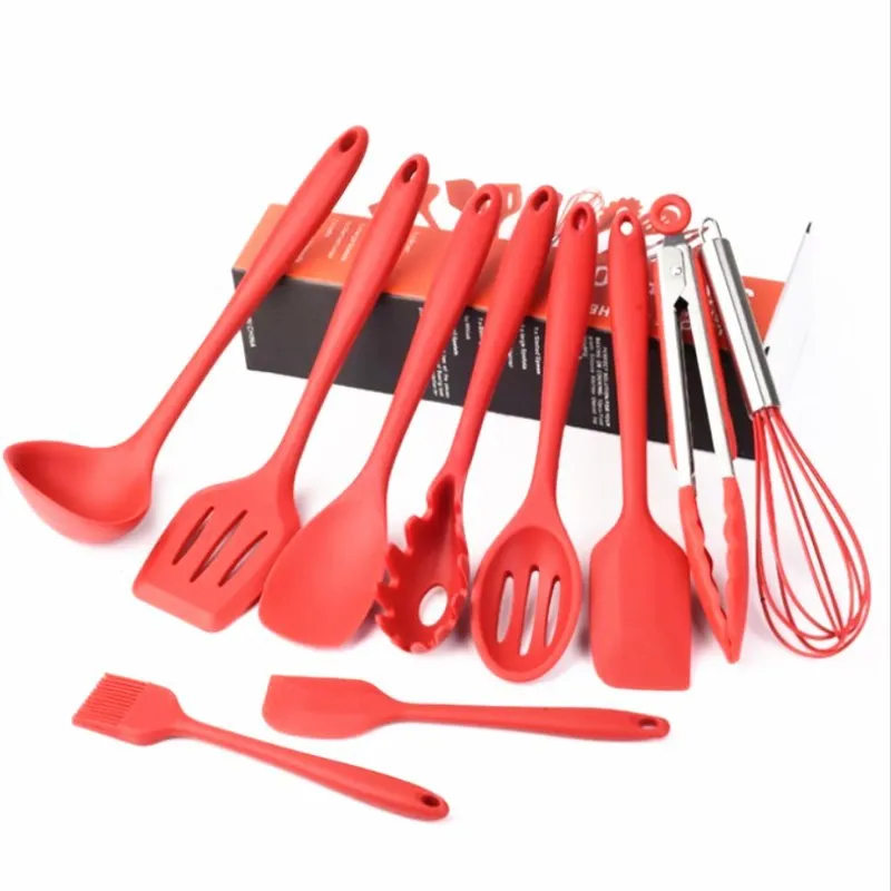 

10 Pcs Heat Resistant Silicone Cookware Set Kitchen Utensils Kit Spatula Brush Baking Tool Kitchen Accessories