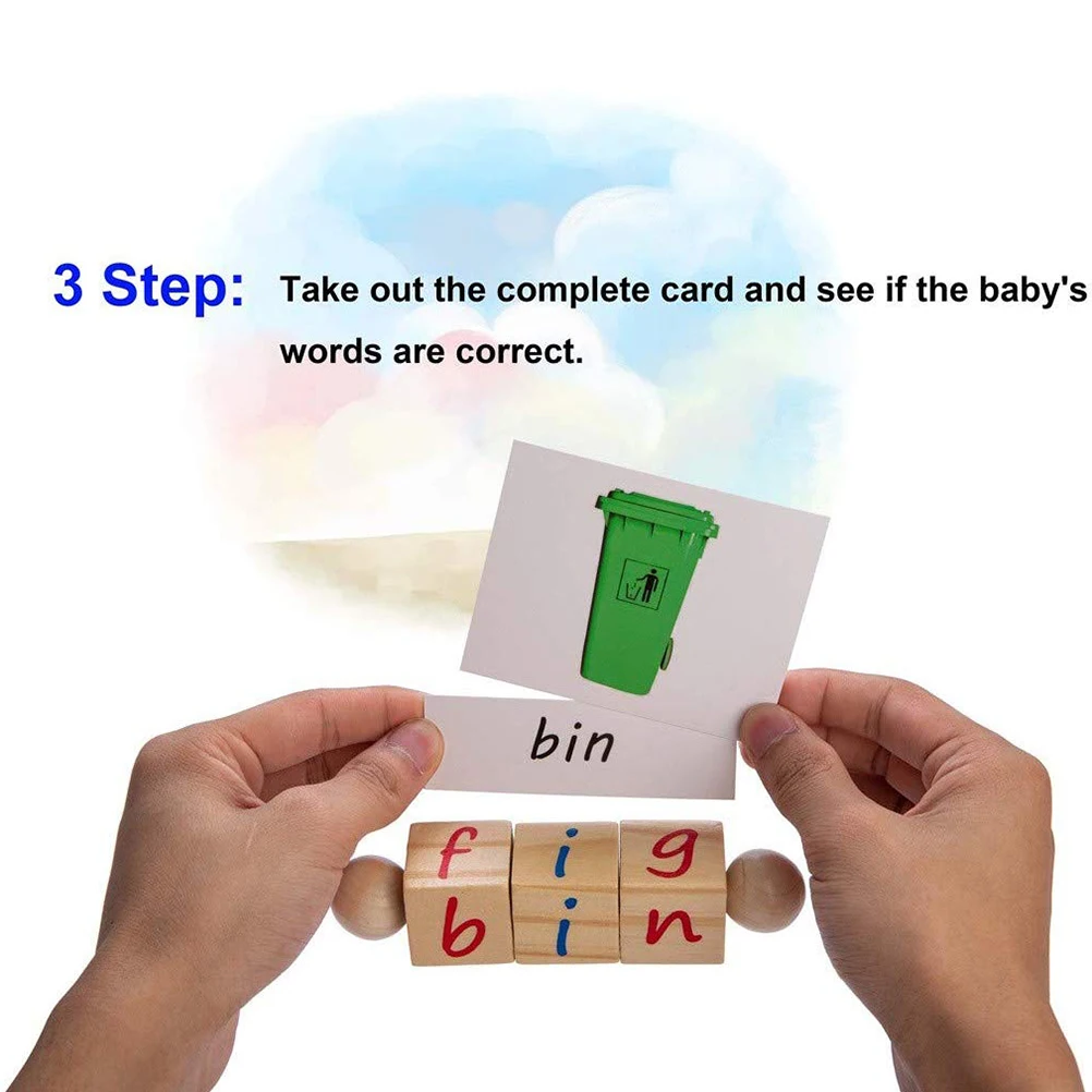 Kindergarten Children Fun Wooden Reading Blocks Toys Educational Spinning Alphabet Manipulative Numbers Card #30 | Игрушки и хобби