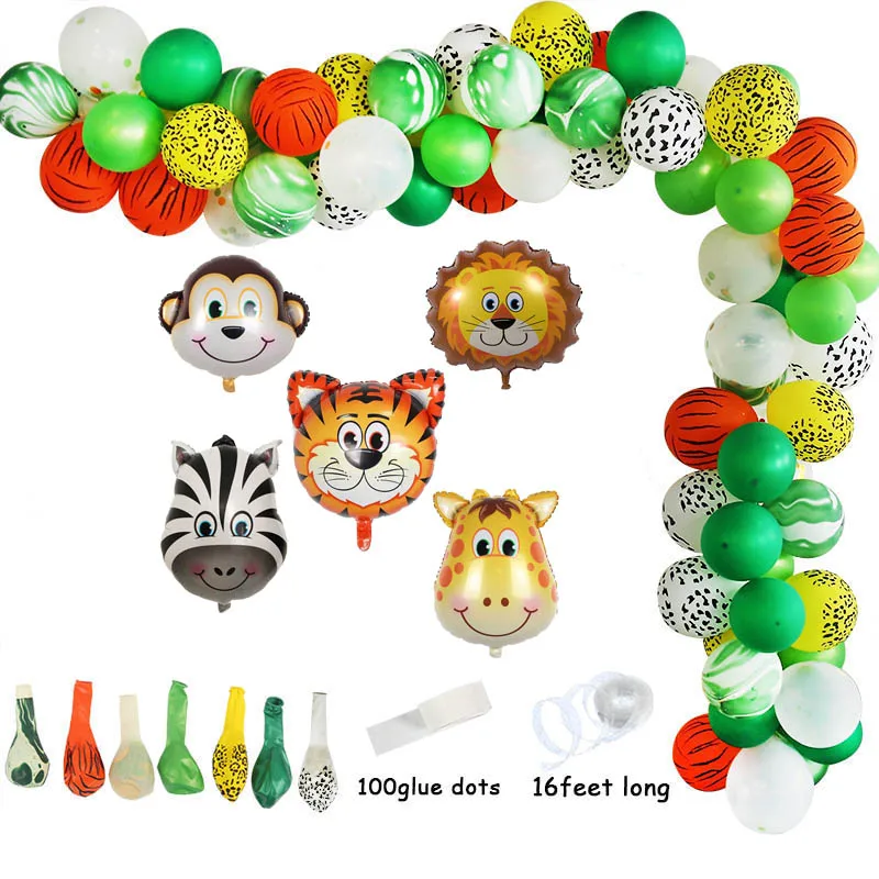 77pcs balloon Джунгли сафари вечерние Арка с воздушными шарами набор тропических пальмовых листьев зеленый латекс воздушные шары День рождения украшения Дети Свадьба партии поставка - Цвет: 77pcs balloon