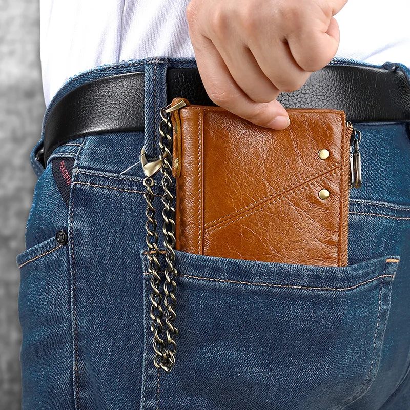 Бумажники из натуральной кожи для мужчин и женщин короткий кошелек на молнии с