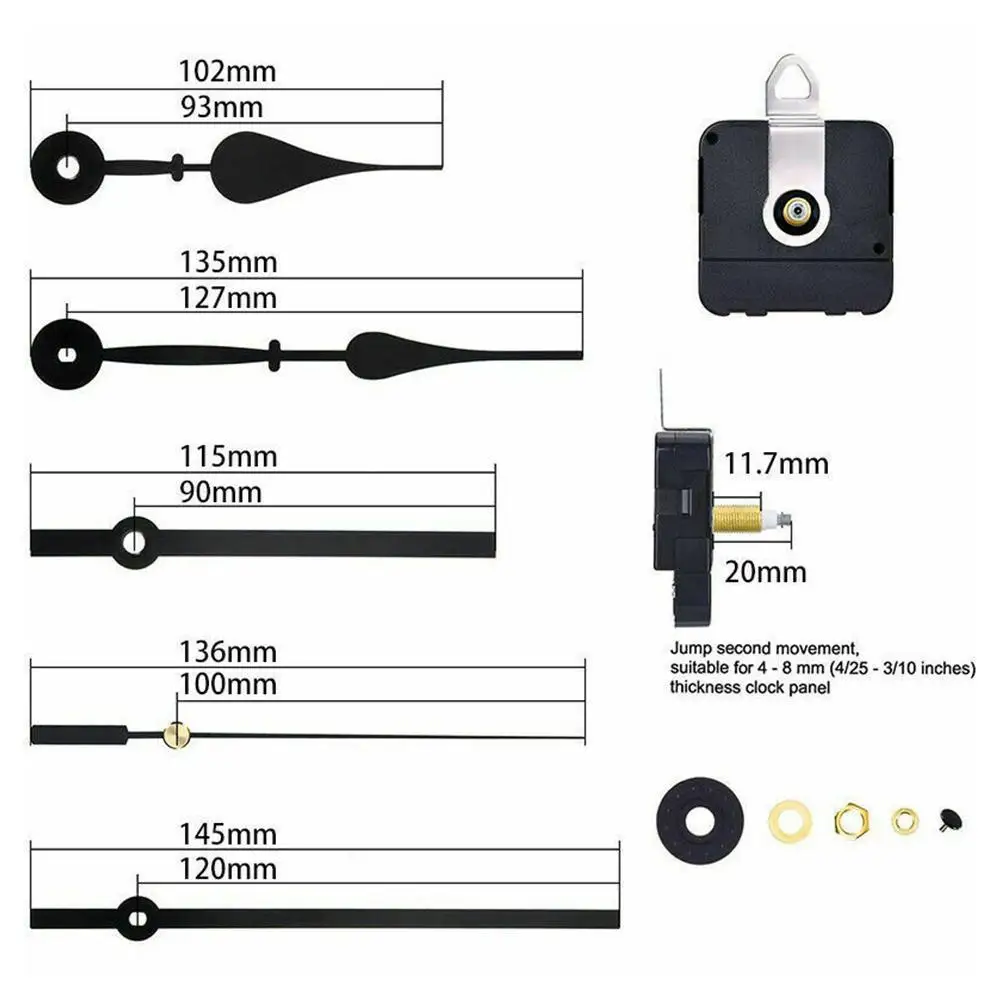 

2 Set Silent Large Wall Clock Quartz Clock Movement Mechanism Hands Wall Clock Repair Tool Part Silent Kit DIY Clock Replacement