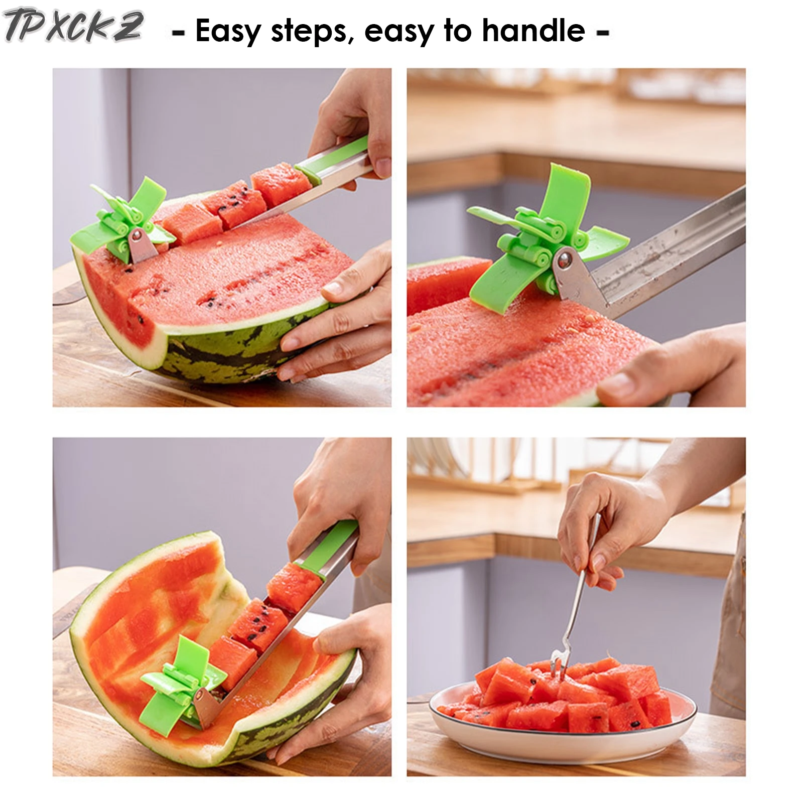 

Watermelon Windmill Cutter Slicer Stainless Steel Melon Cuber Cutting Tool Cut Watermelon Kitchen Gadget Salad Fruit Cutter Tool