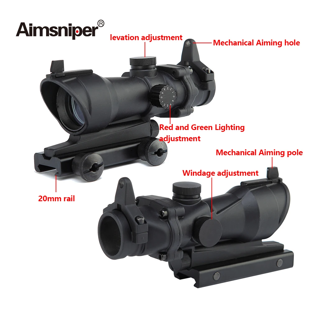 Aimsniper ACOG 1X32 тактический Красный Зеленый точечный прицел охотничья Оптика с 20 мм