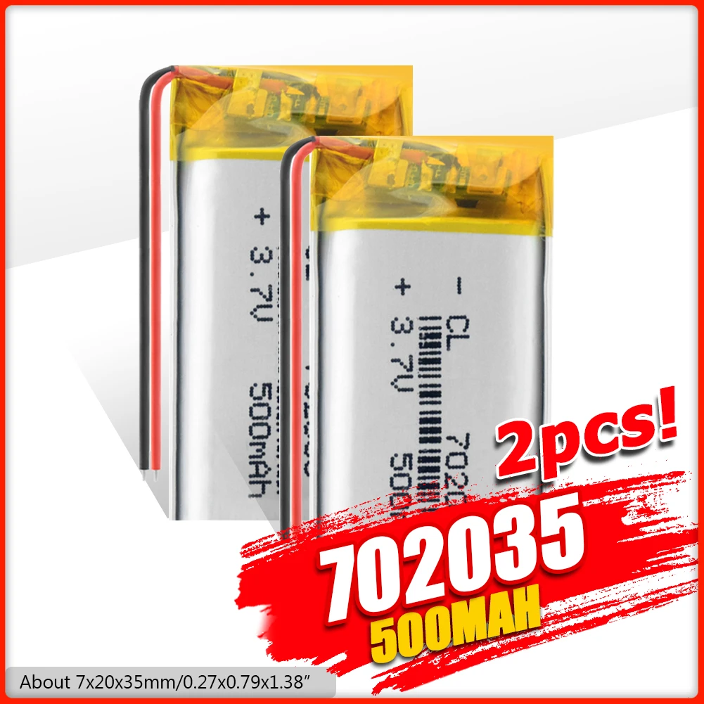 Литий ионный аккумулятор 2/4/702035 шт. перезаряжаемый литий 500 мА/ч 3 7 В прочный MP3 MP4