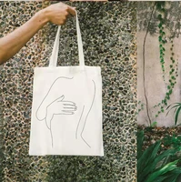 art line canvas tote bag shopping bag line art fashion geometric shopping bags reusable eco friendly products print