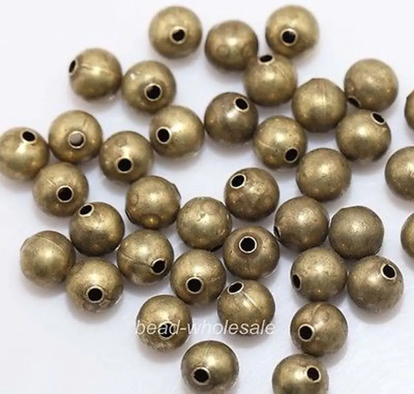 Оптовая продажа серебряных золотых медных металлических круглых бусин 6 мм/8 мм