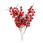 Искусственная сосна, букет красных ягод, цветочные ветки, Рождественское украшение, декор для свадебной вечеринки, праздничные принадлежности, 10 шт., 26 см
