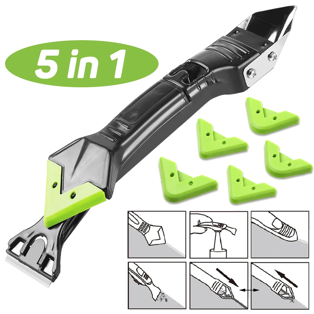 

5 In1 Sealant Tools silicone Remover Scraper Caulk Finisher Grout Kit Tools Floor Mould Removal Hand Tools Set Accessories