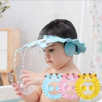 adjustable baby shampoo bathing shower cap hat thicken cartoon wash hair cover shield for 0 6 years kids