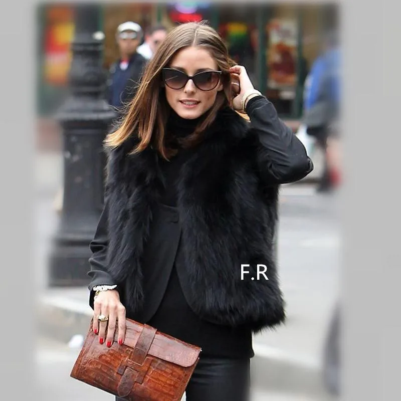 Женский зимний жилет из искусственного меха с V образным вырезом|Куртки меха| |