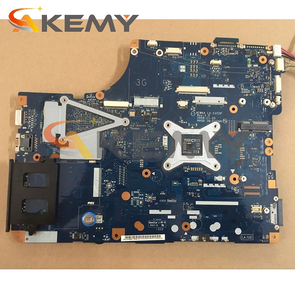 

AKEMY LA-5322P Mainboard For Toshiba Satellite L500 L505 Laptop Motherboard K000092530 NSWAA LA-5322P HM55 HD4650 original