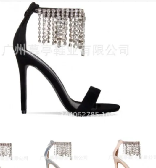 

New fashion simple tassel button high heel sandals women sandals