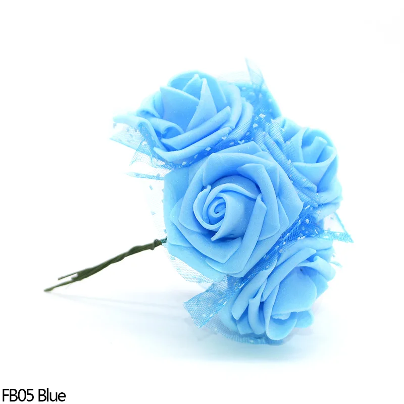 FB05 Blue 30 голов 4 см Очаровательная ПЭ пена роза искусственные розы Свадебный букет цветов дома Свадебная вечеринка Настольная Ваза Декор ярко поддельные цветы - Color: FB05 Blue