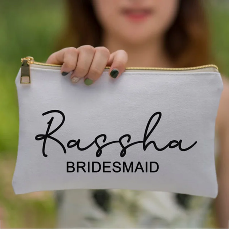 Милые сумки для макияжа розовая холщовая косметичка персонализированная