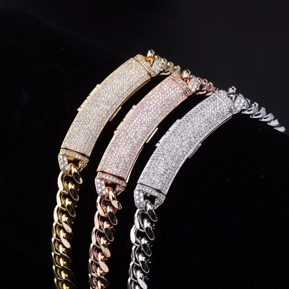 GUCY 12 мм Ширина новейшая застежка Micro Pave Iced CZ кубинские Соединенные ожерелья цепи роскошные шикарные ювелирные изделия модные хип-хоп для мужчин