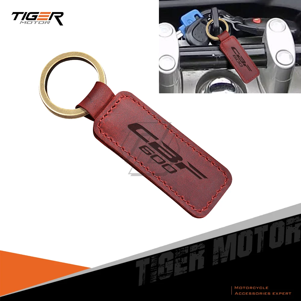 

For Honda CBF600 CBF 600 Key Motorcycle Keychain Cowhide Key Ring